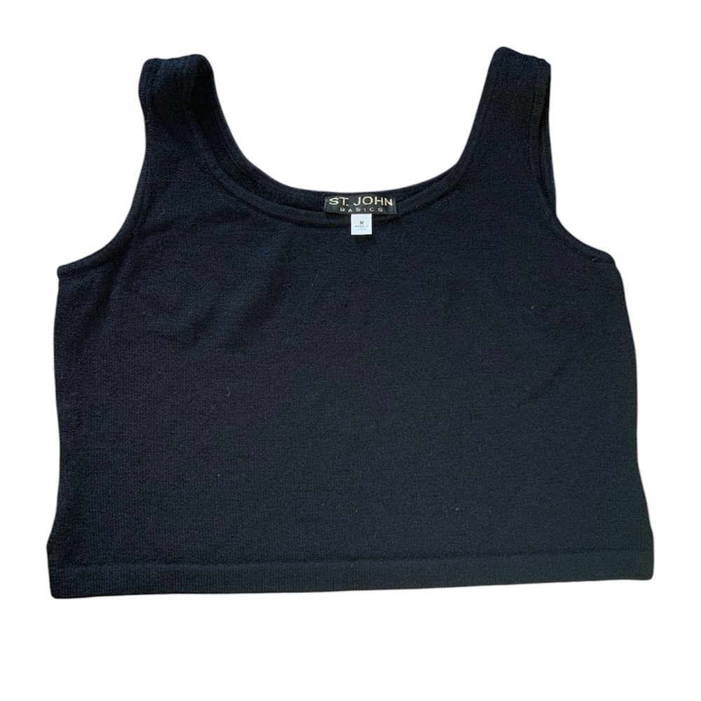 St. John Basics Black Santana Scoop Neck Tank Top M